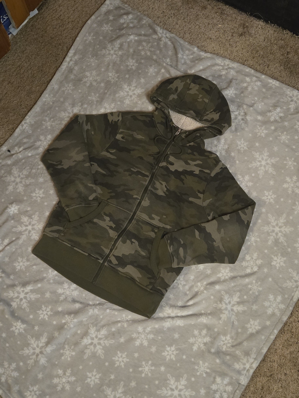 George Kids Camo Zip-Up Hoodie Jacket - Olive/Green